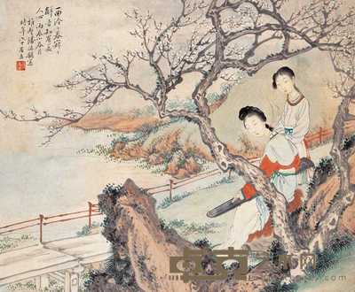 潘振镛 1916年作 琴思临流 镜心 38.5×31.5cm